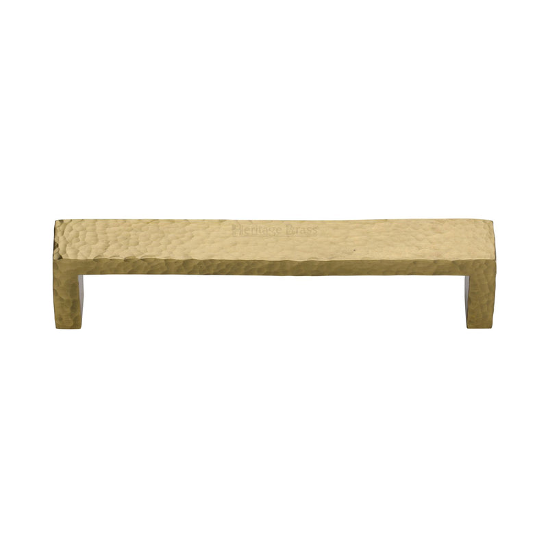 Heritage Brass Cabinet Pull Hammered Wide Metro Design 160mm CTC Satin Brass Finish - C4525 160-SB - Choice Handles