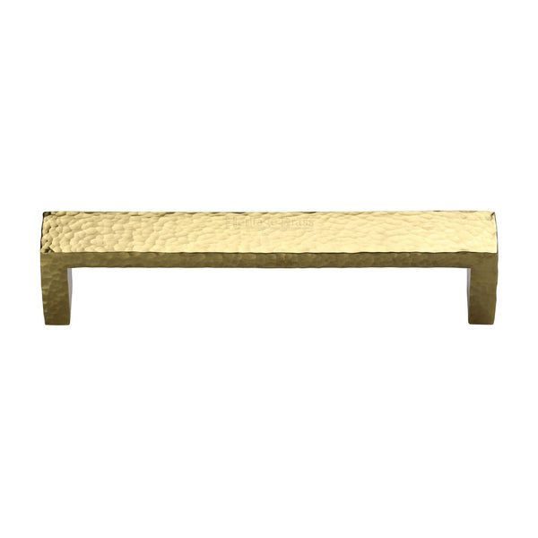 Heritage Brass Cabinet Pull Hammered Wide Metro Design 192mm CTC Polished Brass Finish - C4525 192-PB - Choice Handles