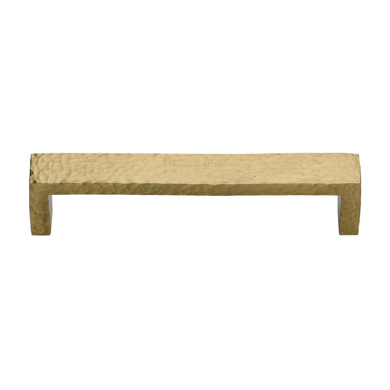 Heritage Brass Cabinet Pull Hammered Wide Metro Design 192mm CTC Satin Brass Finish - C4525 192-SB - Choice Handles