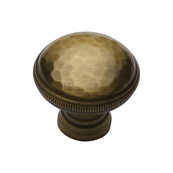 Heritage Brass Cabinet Knob Hand Beaten Design 32mm Antique finish - C4545-AT - Choice Handles