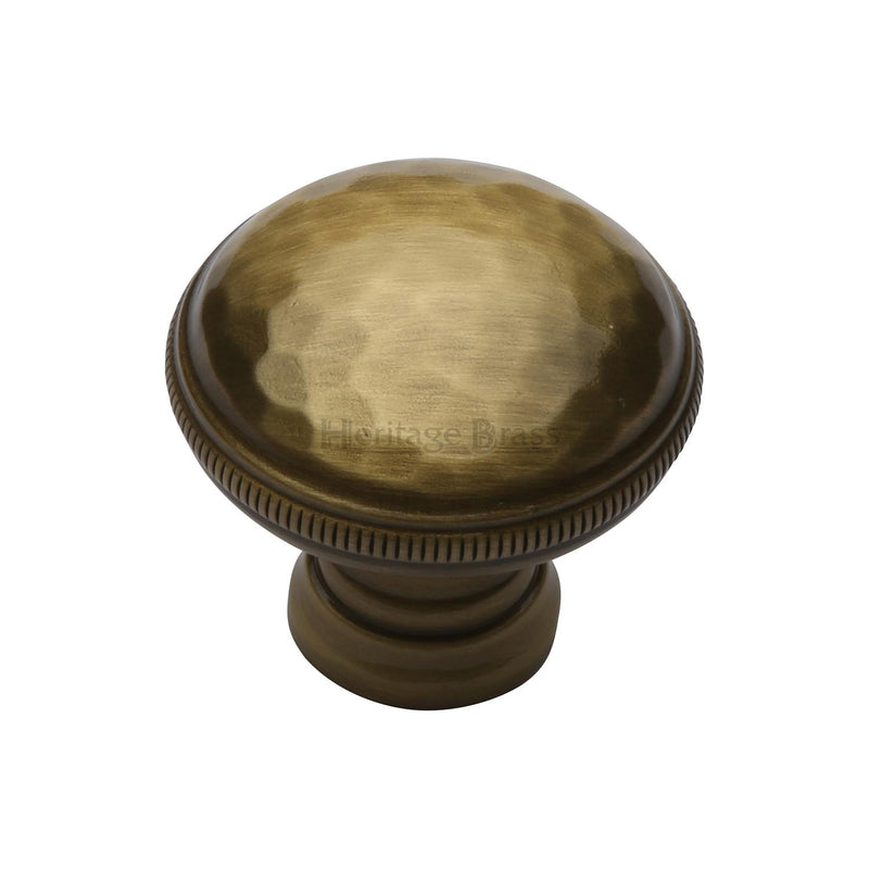 Heritage Brass Cabinet Knob Hand Beaten Design 32mm Antique finish - C4545-AT - Choice Handles