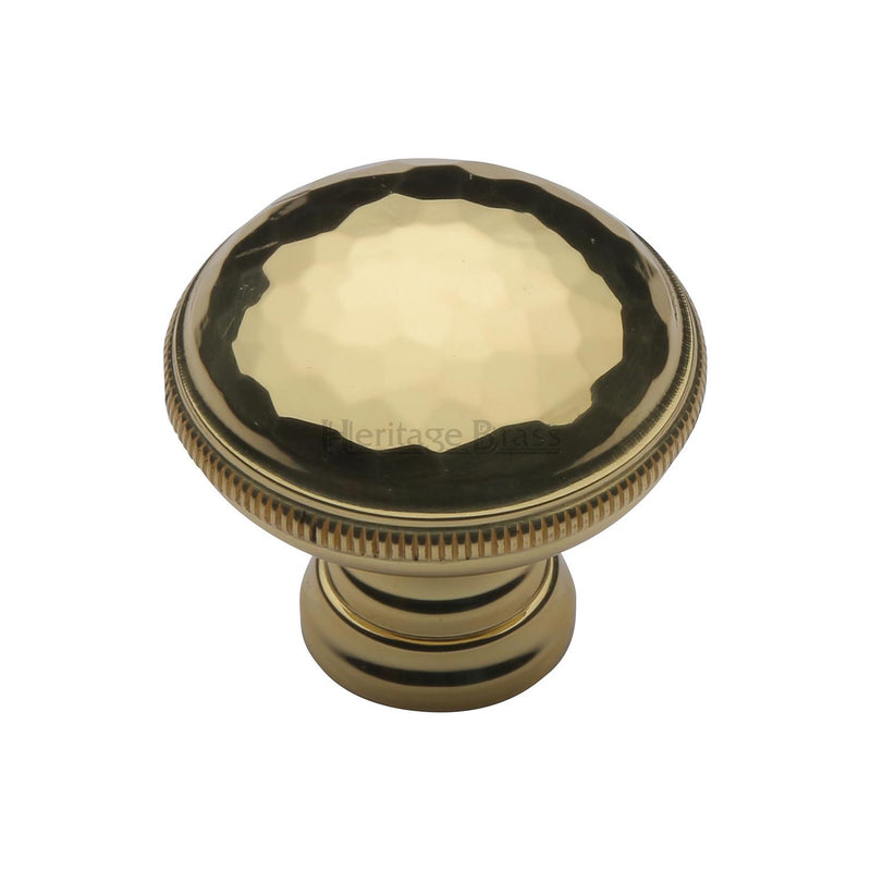 Heritage Brass Cabinet Knob Hand Beaten Design 32mm Polished Brass finish - C4545-PB - Choice Handles