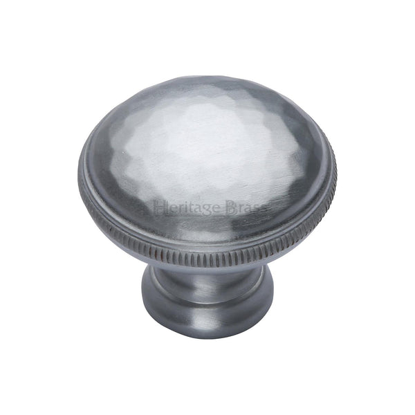 Heritage Brass Cabinet Knob Hand Beaten Design 32mm Satin Chrome finish - C4545-SC - Choice Handles