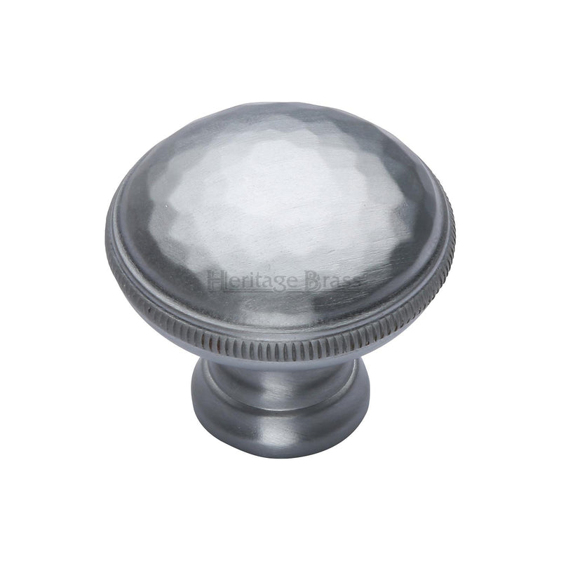 Heritage Brass Cabinet Knob Hand Beaten Design 32mm Satin Chrome finish - C4545-SC - Choice Handles