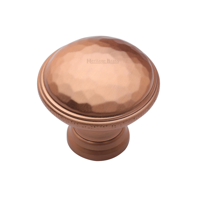 Heritage Brass Cabinet Knob Hand Beaten Design 32mm Satin Rose Gold finish - C4545-SRG - Choice Handles