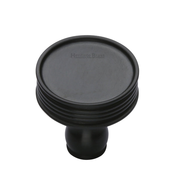 Heritage Brass Cabinet Knob Venetian Design 32mm Matt Black finish - C4547-BKMT - Choice Handles