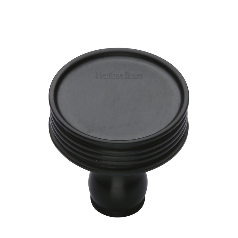 Heritage Brass Cabinet Knob Venetian Design 32mm Matt Black finish - C4547-BKMT - Choice Handles