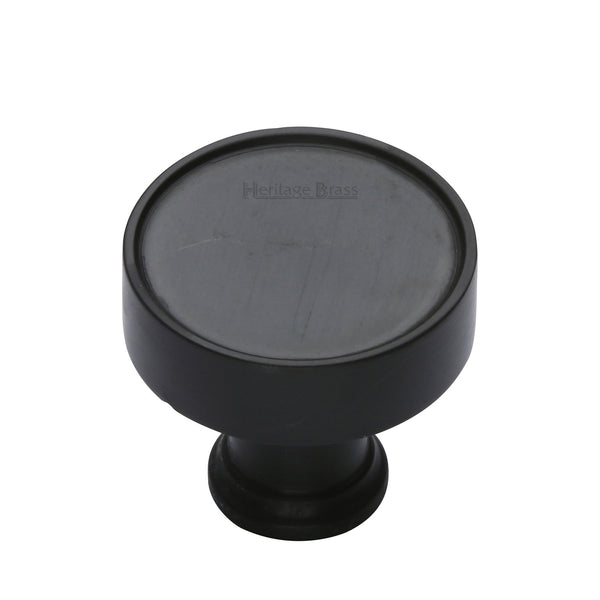 Heritage Brass Cabinet Knob Florence Design 32mm Matt Black finish - C4549-BKMT - Choice Handles