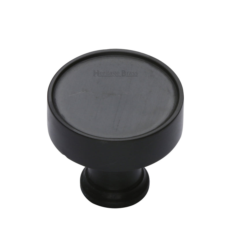 Heritage Brass Cabinet Knob Florence Design 32mm Matt Black finish - C4549-BKMT - Choice Handles