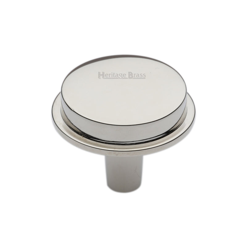 Heritage Brass Flat Round Knob Design 32 mm Polished Nickel
 - C4592 32-PNF - Choice Handles