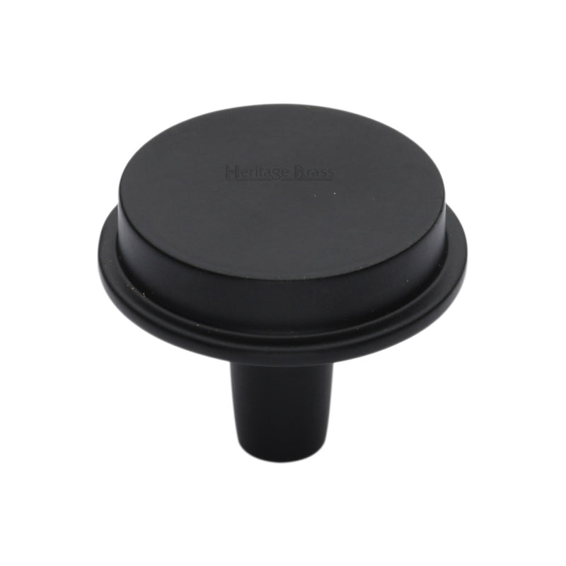 Heritage Brass Flat Round Knob Design 38 mm Matt Black finish
 - C4592 38-BKMT - Choice Handles