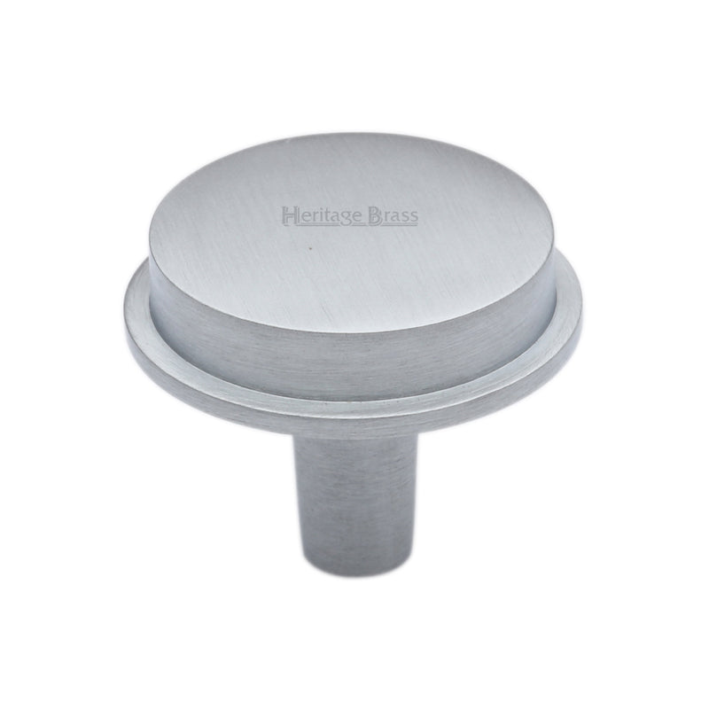 Heritage Brass Flat Round Knob Design 38 mm Satin Chrome finish
 - C4592 38-SC - Choice Handles