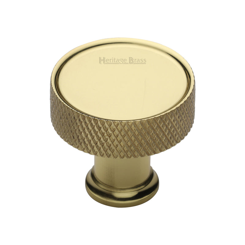Heritage Brass Cabinet Knob Florence Knurled Design 32mm Polished Brass finish - C4648 32-PB - Choice Handles