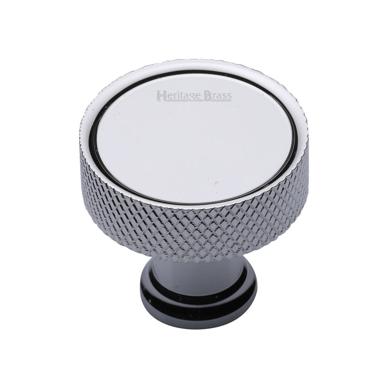 Heritage Brass Cabinet Knob Florence Knurled Design 32mm Polished Chrome finish - C4648 32-PC - Choice Handles