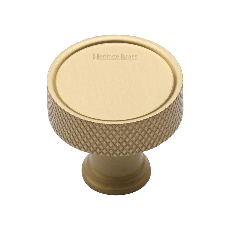 Heritage Brass Cabinet Knob Florence Knurled Design 32mm Satin Brass finish - C4648 32-SB - Choice Handles