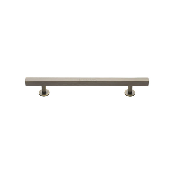 Heritage Brass Cabinet Pull Square Design with Footings 128mm CTC Antique Brass finish - C4760 128-AT - Choice Handles