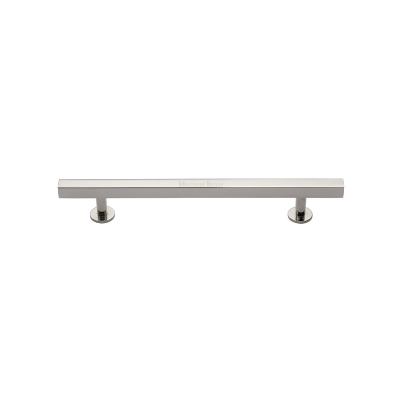 Heritage Brass Cabinet Pull Square Design with Footings 128mm CTC Polished Nickel finish - C4760 128-PNF - Choice Handles