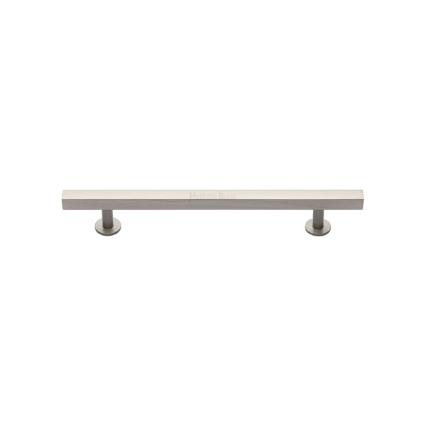 Heritage Brass Cabinet Pull Square Design with Footings 128mm CTC Satin Nickel finish - C4760 128-SN - Choice Handles