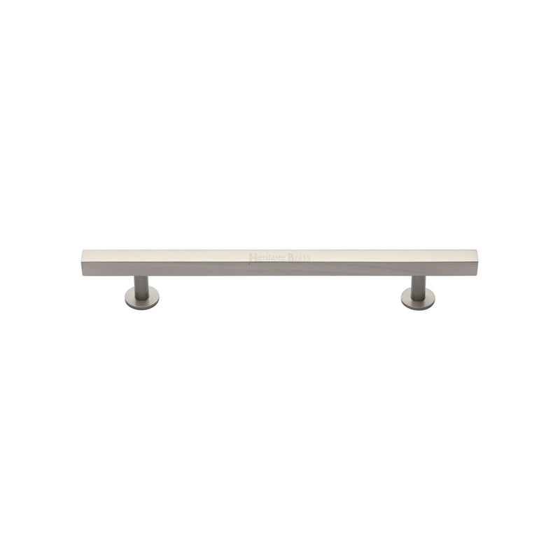 Heritage Brass Cabinet Pull Square Design with Footings 128mm CTC Satin Nickel finish - C4760 128-SN - Choice Handles