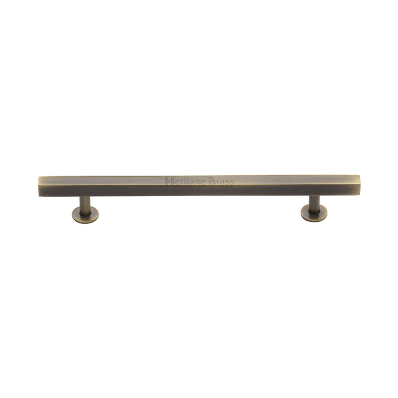 Heritage Brass Cabinet Pull Square Design with Footings 160mm CTC Antique Brass finish - C4760 160-AT - Choice Handles