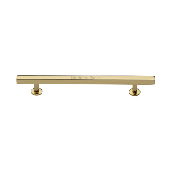 Heritage Brass Cabinet Pull Square Design with Footings 160mm CTC Polished Brass finish - C4760 160-PB - Choice Handles