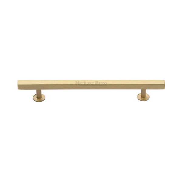 Heritage Brass Cabinet Pull Square Design with Footings 160mm CTC Satin Brass finish - C4760 160-SB - Choice Handles