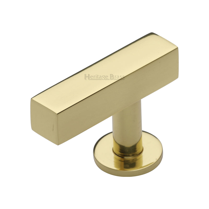 Heritage Brass Cabinet Knob Offset Square Design 44mm Polished Brass finish - C4760 44-PB - Choice Handles