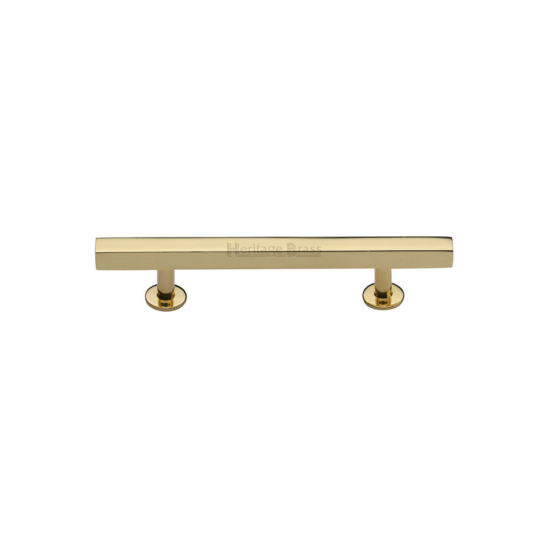 Heritage Brass Cabinet Pull Square Design with Footings 96mm CTC Polished Brass finish - C4760 96-PB - Choice Handles