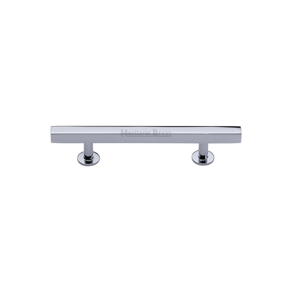 Heritage Brass Cabinet Pull Square Design with Footings 96mm CTC Polished Chrome finish - C4760 96-PC - Choice Handles
