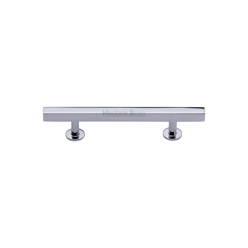 Heritage Brass Cabinet Pull Square Design with Footings 96mm CTC Polished Chrome finish - C4760 96-PC - Choice Handles