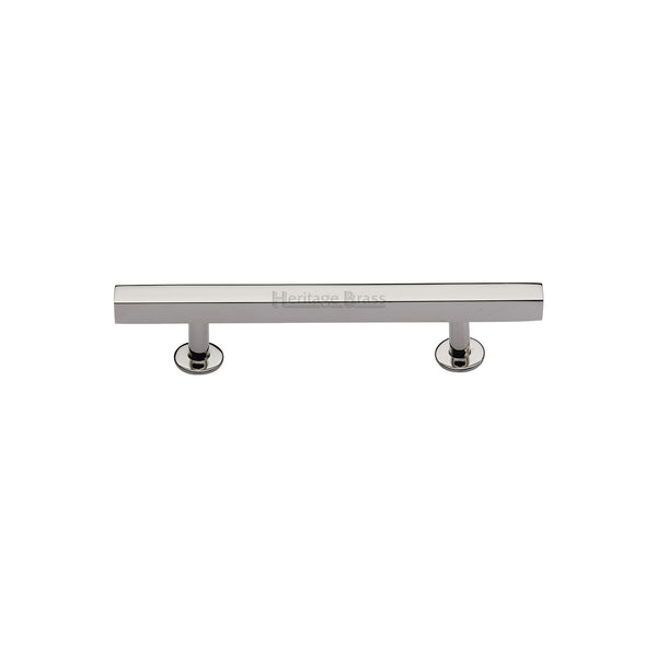 Heritage Brass Cabinet Pull Square Design with Footings 96mm CTC Polished Nickel finish - C4760 96-PNF - Choice Handles