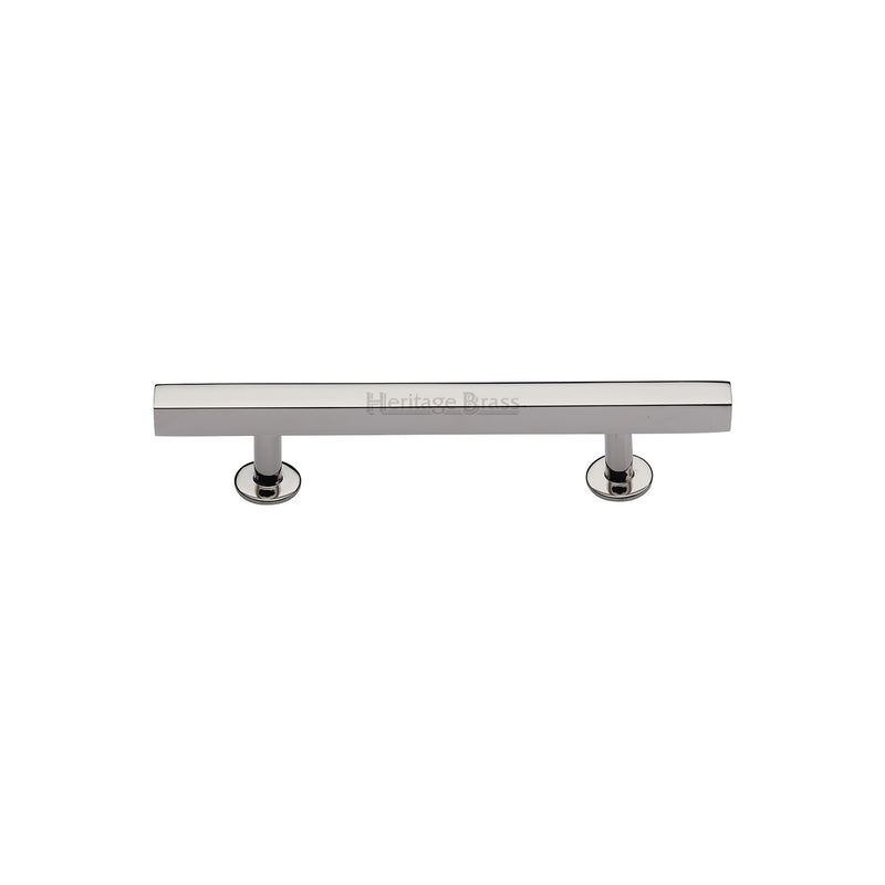 Heritage Brass Cabinet Pull Square Design with Footings 96mm CTC Polished Nickel finish - C4760 96-PNF - Choice Handles