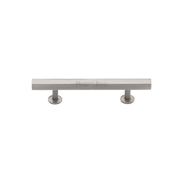 Heritage Brass Cabinet Pull Square Design with Footings 96mm CTC Satin Nickel finish - C4760 96-SN - Choice Handles