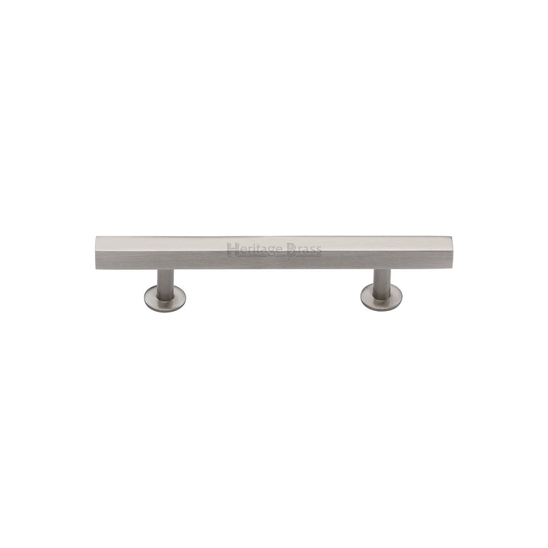 Heritage Brass Cabinet Pull Square Design with Footings 96mm CTC Satin Nickel finish - C4760 96-SN - Choice Handles