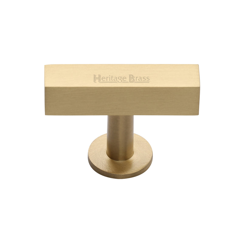 Heritage Brass Cabinet Knob Symmetrical Square Design 44mm Satin Brass finish - C4765-SB - Choice Handles