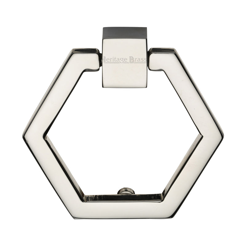 Heritage Brass Cabinet Drop Pull Hexagon Design 51mm Polished Nickel finish - C6334-PNF - Choice Handles