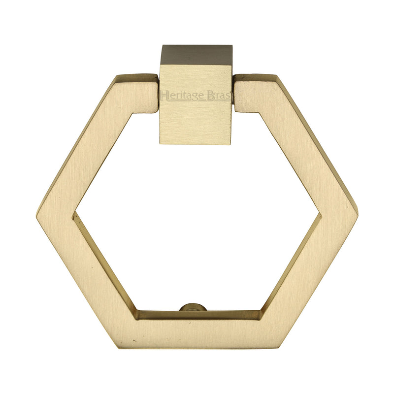 Heritage Brass Cabinet Drop Pull Hexagon Design 51mm Satin Brass finish - C6334-SB - Choice Handles