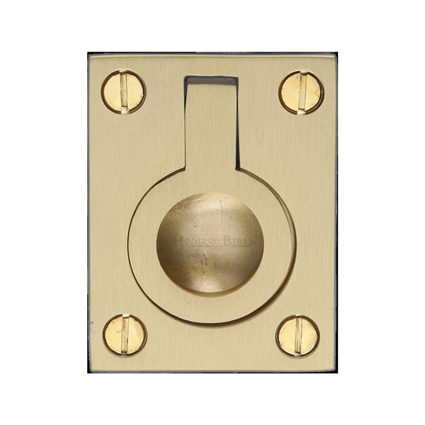 Heritage Brass Cabinet Pull Flush Ring Design 38mm Satin Brass finish - C6337 38-SB - Choice Handles
