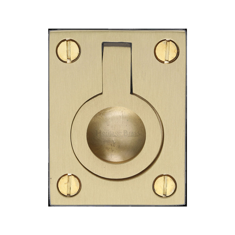 Heritage Brass Cabinet Pull Flush Ring Design 38mm Satin Brass finish - C6337 38-SB - Choice Handles