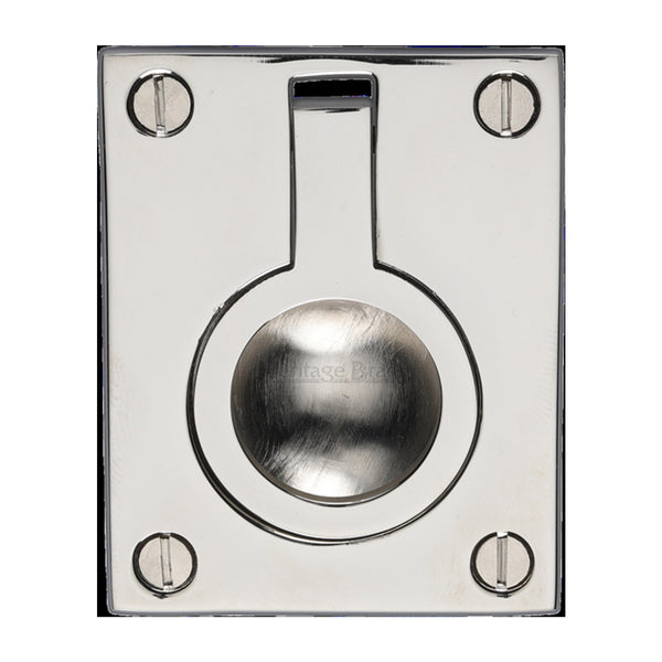 Heritage Brass Cabinet Pull Flush Ring Design 50mm Polished Nickel finish - C6337 50-PNF - Choice Handles