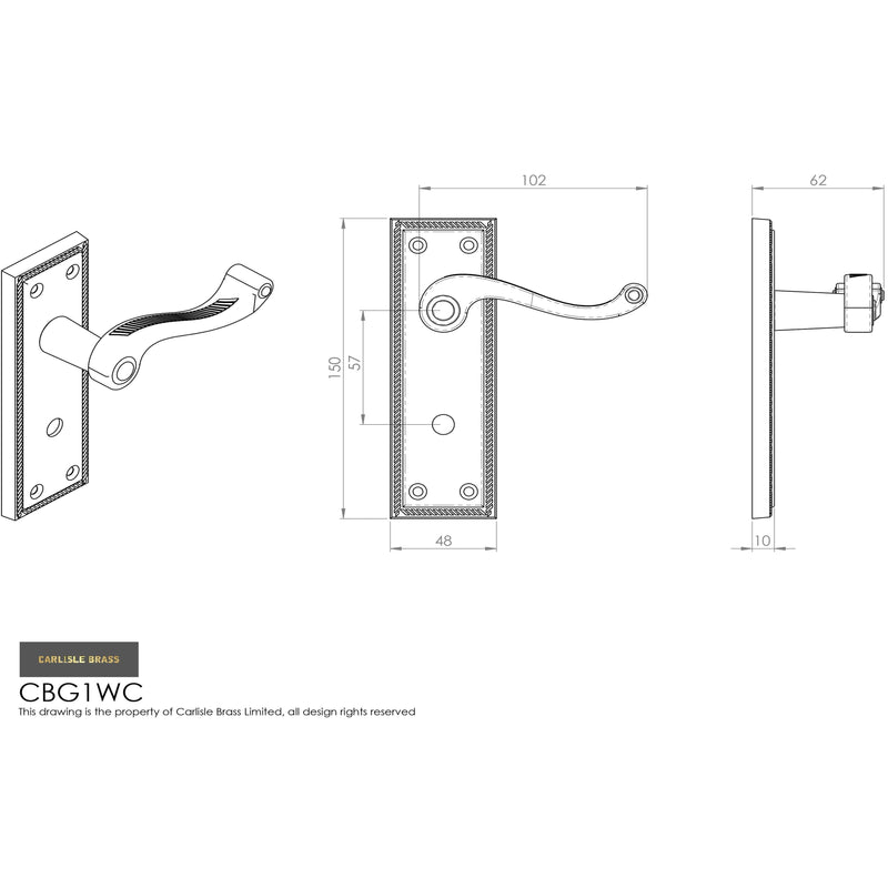 Carlisle Brass - Georgian Lever on WC Backplate Contract - Polished Brass - CBG1WC - Choice Handles
