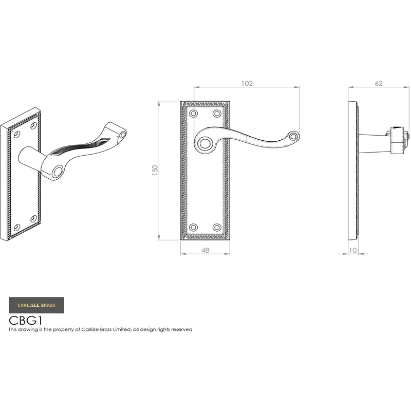 Carlisle Brass - Georgian Lever on Backplate Lock Contract - Polished Brass - CBG1 - Choice Handles