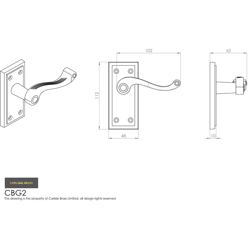 Carlisle Brass - Georgian Lever on Latch Backplate Contract - Polished Brass - CBG2 - Choice Handles
