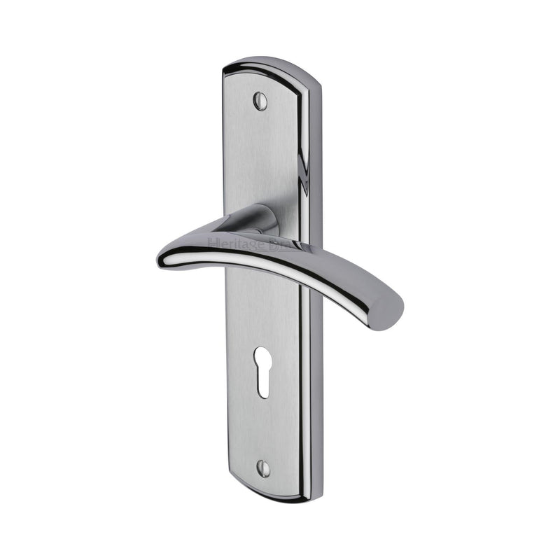 Heritage Brass Door Handle Lever Lock Centaur Design Apollo finish - CEN1000-AP - Choice Handles