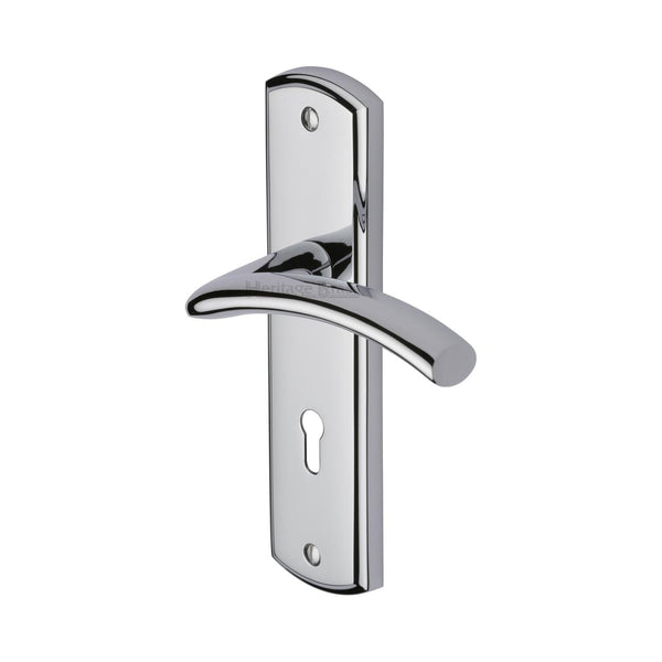 Heritage Brass Door Handle Lever Lock Centaur Design Polished Chrome finish - CEN1000-PC - Choice Handles