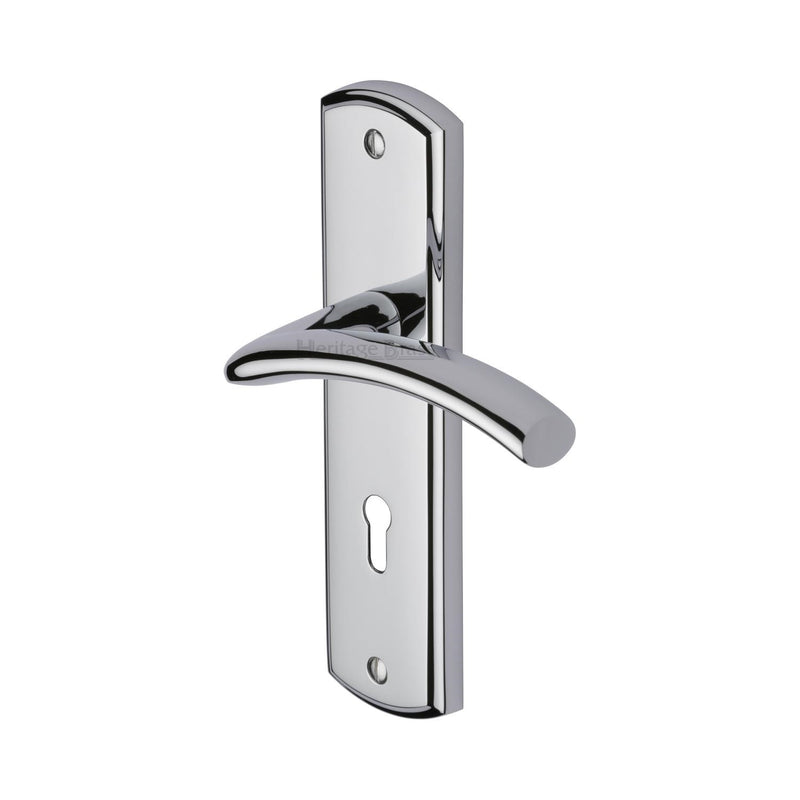 Heritage Brass Door Handle Lever Lock Centaur Design Polished Chrome finish - CEN1000-PC - Choice Handles