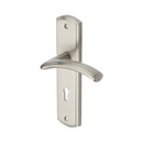 Heritage Brass Door Handle Lever Lock Centaur Design Satin Nickel finish - CEN1000-SN - Choice Handles