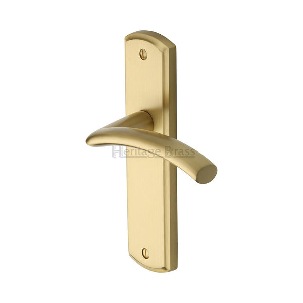 Heritage Brass Door Handle Lever Latch Centaur Design Satin Brass finish - CEN1010-SB - Choice Handles