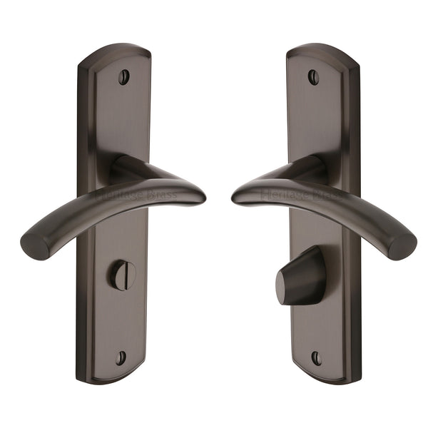 Heritage Brass Door Handle for Bathroom Centaur Design Matt Bronze finish - CEN1030-MB - Choice Handles