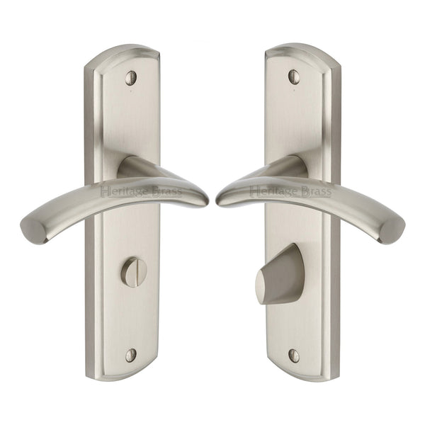 Heritage Brass Door Handle for Bathroom Centaur Design Satin Nickel finish - CEN1030-SN - Choice Handles